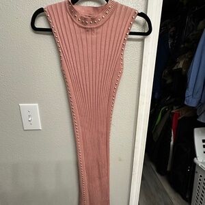 Pink Fitted Dress with Studs